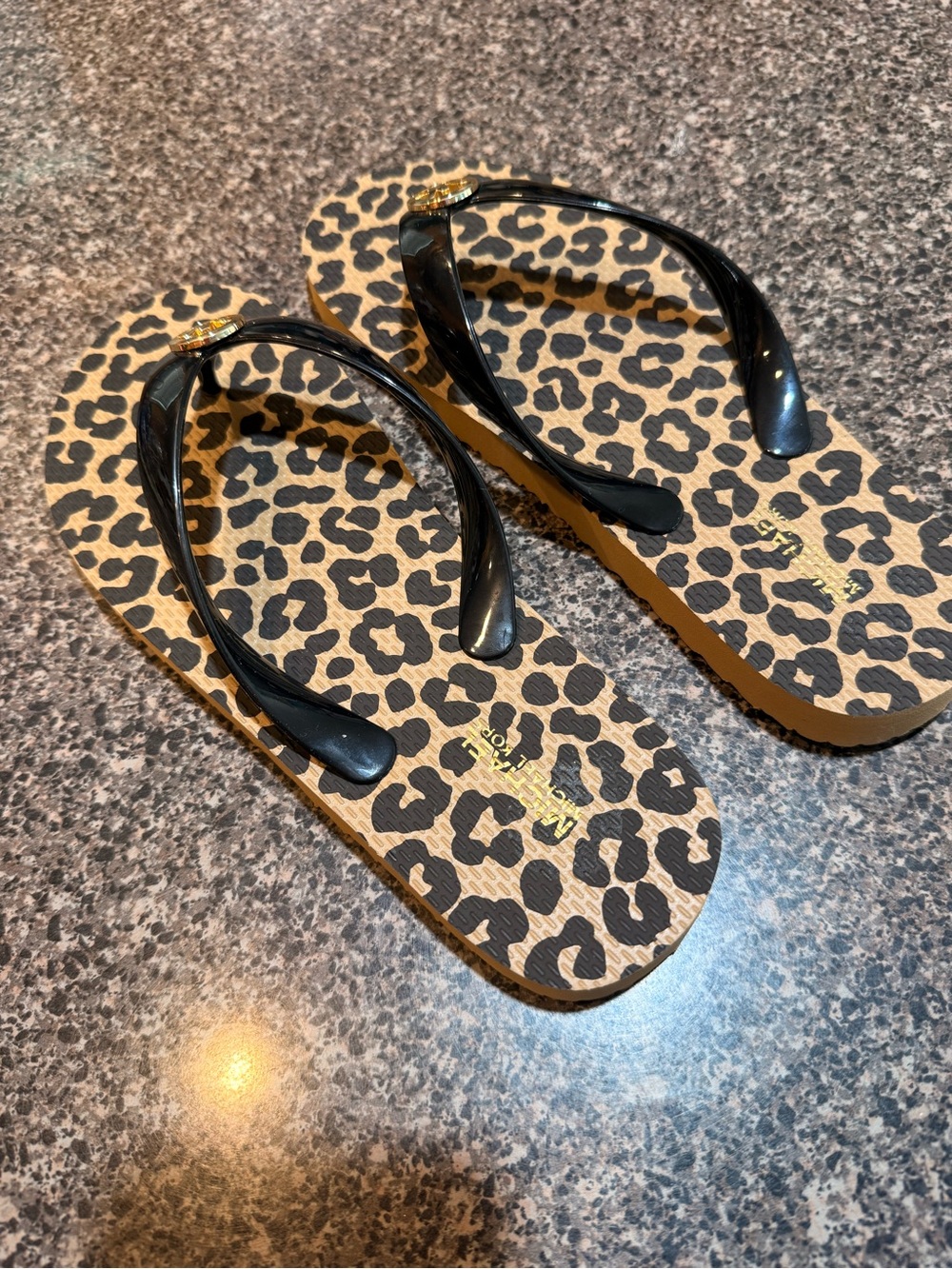 Michael Kors leopard print flip flops